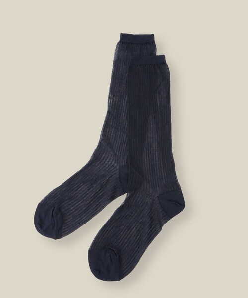 ROPE'（ロペ）の「リブシアーソックス（ソックス/靴下・レディース・ライトグレー/オフホワイト/ネイビー・F）」の4枚目の写真
