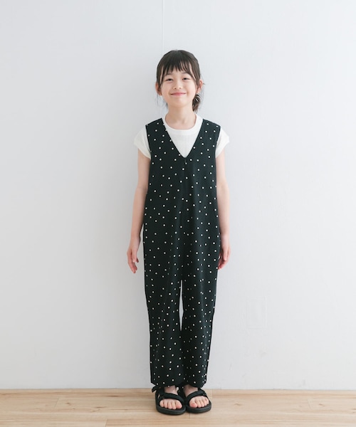 URBAN RESEARCH DOORS（アーバンリサーチドアーズ）の「『親子リンク』リネンレーヨンドットオールインワン(KIDS)（ワンピース・キッズ・NATURAL/BLACK・105/120/135）」の4枚目の写真