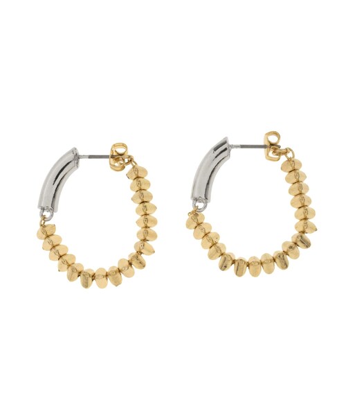 ELENDEEK(エレンディーク)の「METAL BEADS HOOP PIERCE(ピアス(両耳用)・レディース・シルバー/ゴールド・F)」の2枚目の写真