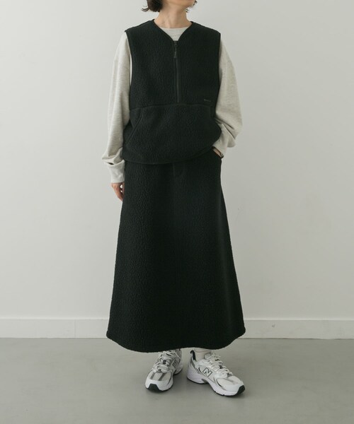 URBAN RESEARCH DOORS（アーバンリサーチドアーズ）の「『別注』Snow Peak Apparel×DOORS　ThermalBoa FleeceSkirt（スカート・レディース・グレー/ブラック・FREE）」の12枚目の写真