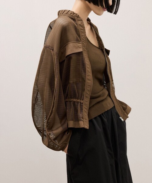 ADAM ET ROPE'（アダムエロペ）の「ドロストメッシュシャツ（シャツ/ブラウス・レディース・ブラック/ホワイト/ダークブラウン・F）」の20枚目の写真