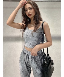 GYDA | 【セットアップ】サイドライン ベロアプリーツビスチェ(キャミソール)