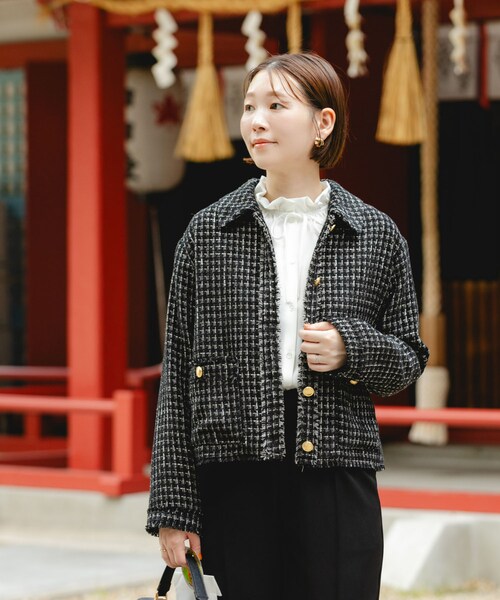 URBAN RESEARCH ROSSO（アーバンリサーチロッソ）の「F by ROSSO　ベロアツイードジャケット（テーラードジャケット・レディース・GRAY/BLACK・FREE）」の6枚目の写真