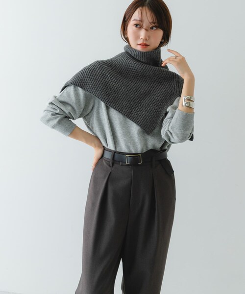 RODE SKO（ロデスコ）の「リブネックウォーマー（ネックウォーマー/スヌード・レディース・GRAY/BEIGE・one）」の6枚目の写真