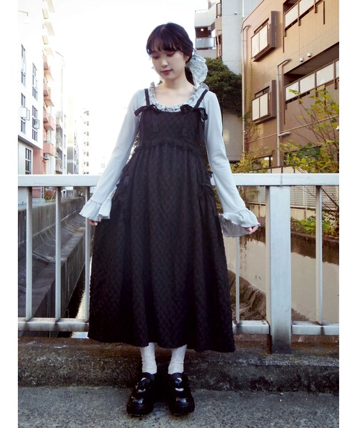 merry jenny（メリージェニー）の「pokopoko ribbon race dress（ドレス・レディース・オフホワイト/ブラック/ピンク/イエロー・F）」の11枚目の写真