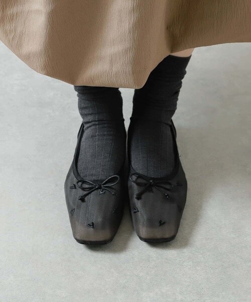 SENSE OF PLACE by URBAN RESEARCH（センスオブプレイスバイアーバンリサーチ）の「ハートチュールフラットシューズ（バレエシューズ・レディース・BLACK/BLK×RED/IVORY・S/M/L）」の16枚目の写真