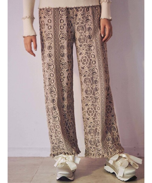 merry jenny（メリージェニー）の「バイカラーレースパンツ（その他パンツ・レディース・アイボリー/ラベンダー/ベージュ・F）」の2枚目の写真