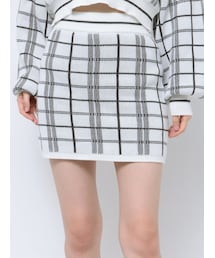 CHECK PATTERN ニットスカートライクショートパンツ