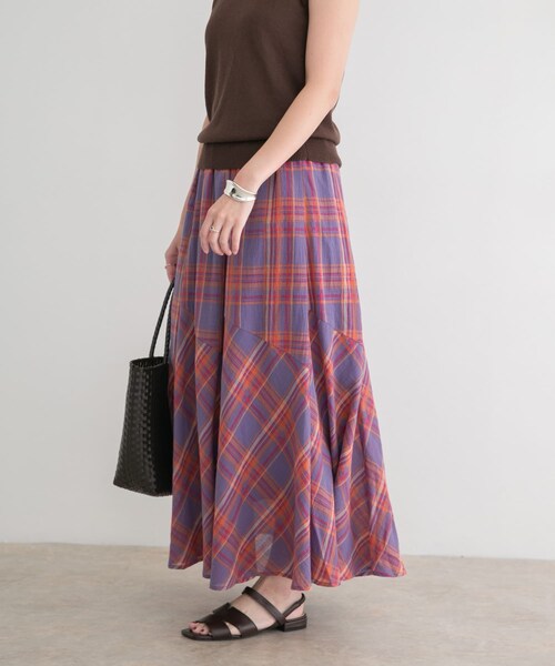 ITEMS URBANRESEARCH（アイテムズ アーバンリサーチ）の「チェック切替えスカート（スカート・レディース・GRN/PPL・Free）」の16枚目の写真