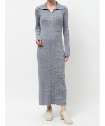 LAGUNAMOON | ランダムリブビッグカラーニットワンピース(ワンピース)