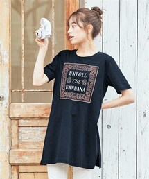 nissen | 大きいサイズ　モニターさんと作った綿１００％Ａラインプリントチュニック(Tシャツ/カットソー)