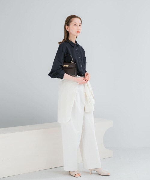 URBAN RESEARCH ROSSO（アーバンリサーチロッソ）の「『WEB/一部店舗限定』『UR TECH Smart Linen Touch』イージーリネンオーバーシャツ（シャツ/ブラウス・レディース・LIGHT PINK/BRN STRIPE/NAVY・Free）」の20枚目の写真