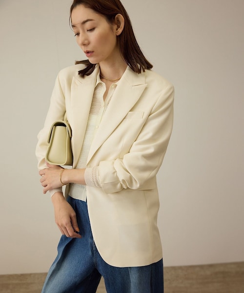 ROPE'（ロペ）の「シルクウールオーバージャケット（テーラードジャケット・レディース・ブラック/オフホワイト・36/38）」の3枚目の写真