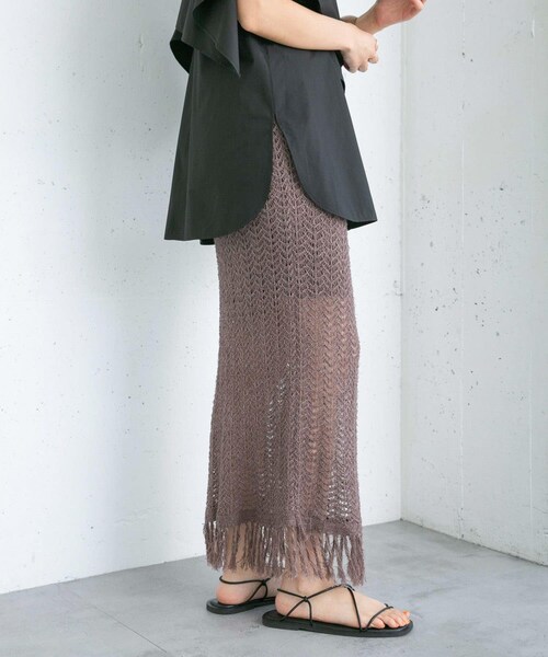 KBF（ケイビーエフ）の「フリンジ透かし編みニットスカート（スカート・レディース・BROWN/BEIGE/BLACK・one）」の22枚目の写真