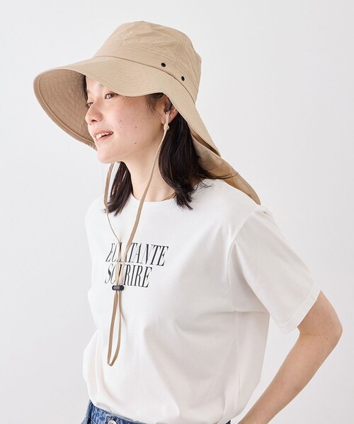 ROPE' PICNIC(ロペピクニック)の「日よけ付きアドベンチャーハット/UVカット・撥水・抗菌防臭(ハット・レディース・ブラック/ベージュ/ライトグリーン・F)」の2枚目の写真