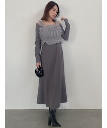 dazzlin | チュールギャザービスチェカットワンピース(ワンピース)