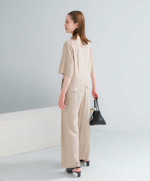 URBAN RESEARCH ROSSO（アーバンリサーチロッソ）の「リネンライク5分袖オールインワン（つなぎ/オールインワン・レディース・BLACK/BEIGE・36/38）」の20枚目の写真