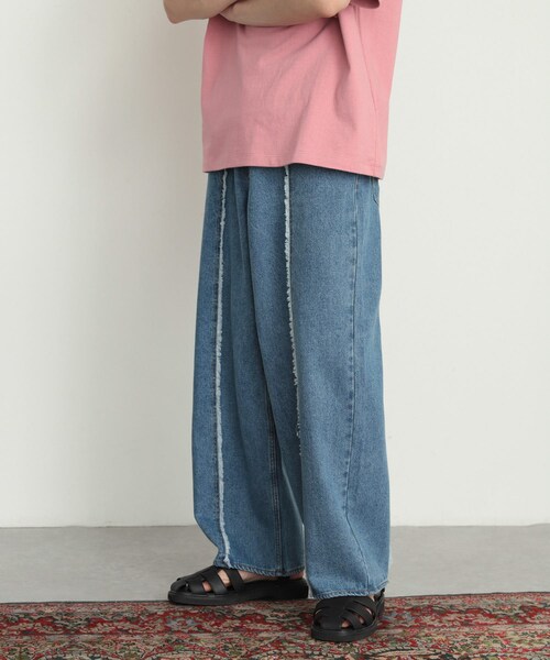 SENSE OF PLACE by URBAN RESEARCH（センスオブプレイスバイアーバンリサーチ）の「デニムフリンジパネルワイドパンツ（デニムパンツ・メンズ・BLACK/L.INDIGO・M/L）」の18枚目の写真