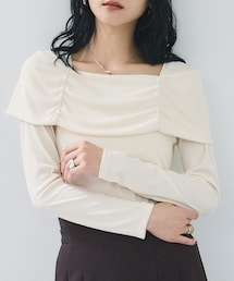 VIS（ビス）の「テレコオフショルダーロングスリーブプルオーバー（Tシャツ/カットソー）」