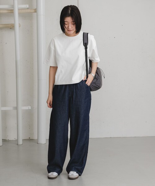 EKAL（エカル）の「『吸水速乾/UVカット』DRY OUT SHORT LENGTH T-SHIRTS（Tシャツ/カットソー・レディース・ダークプラム/ホワイト/アイボリー/ベージュ/チャコール/サルチャ/ブラウンカーキ・FREE）」の15枚目の写真