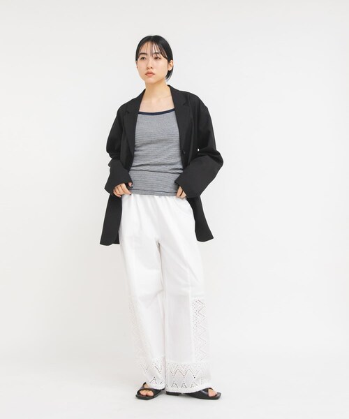 KBF(ケイビーエフ)の「Miller Panel ribbed camisole(キャミソール・レディース・BLU×WH/GRY×NY・Free)」の9枚目の写真