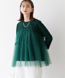 nissen | ボリュームチュール切替カットソートップス(Tシャツ/カットソー)