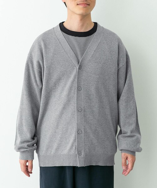 URBAN RESEARCH Sonny Label（アーバンリサーチサニーレーベル）の「強撚コットンニットカーディガン（カーディガン/ボレロ・メンズ・グレー/チャコール/レッド・M/L）」の13枚目の写真