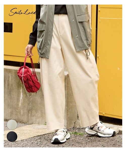 nissen（ニッセン）の「大きいサイズ ストレッチコクーンシルエットパンツ（パンツ・レディース・オフホワイト/黒・L/LL/3L/4L/5L/6L/8L/10L）」の3枚目の写真