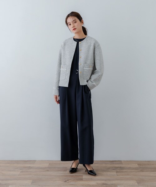 URBAN RESEARCH（アーバンリサーチ）の「ツイードノーカラージャケット（ノーカラージャケット・レディース・OFF MIX/BLACK MIX・FREE）」の8枚目の写真