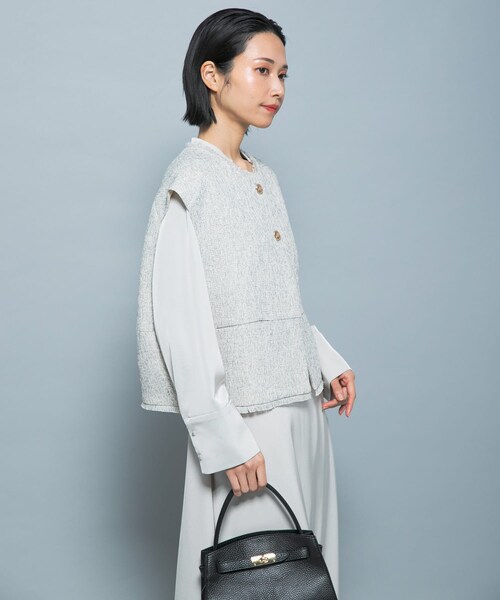URBAN RESEARCH ROSSO（アーバンリサーチロッソ）の「『別注』CHIGNON×ROSSO　ツイードショートベスト（ベスト・レディース・WHITE/BLACK・Free）」の4枚目の写真