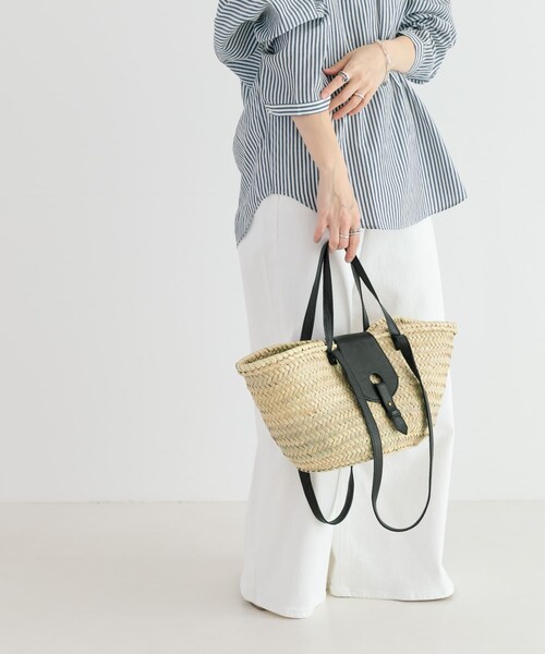 URBAN RESEARCH（アーバンリサーチ）の「『別注』KECH Le ESSENTIELS×UR　RAFFIALEATHER2WAYBAG（かごバッグ・レディース・Black/Brown・-）」の7枚目の写真