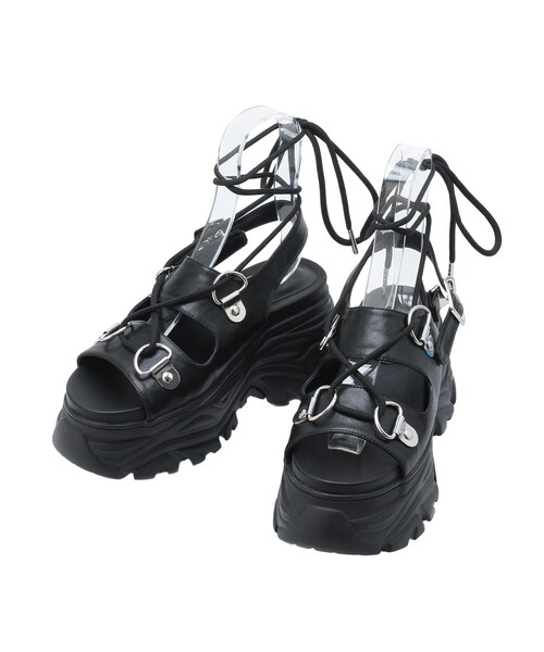 jouetie（ジュエティ）の「レースアップスニーカーソールサンダル（サンダル・レディース・ブラック/ゴールド・M/L）」の7枚目の写真