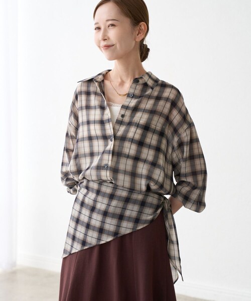 ROPE' PICNIC(ロペピクニック)の「シアーマドラスチェックボイルスカーフ(バンダナ/スカーフ・レディース・ブラック/オフホワイト/ラベンダー・F)」の17枚目の写真