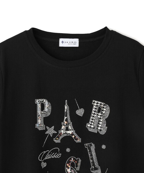 Jayro（ジャイロ）の「PARISキラキラロゴTシャツ（Tシャツ/カットソー・レディース・ブラック系/ホワイト系・F）」の6枚目の写真