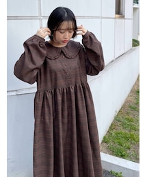 merry jenny | bear刺繍チェックワンピース(ワンピース)