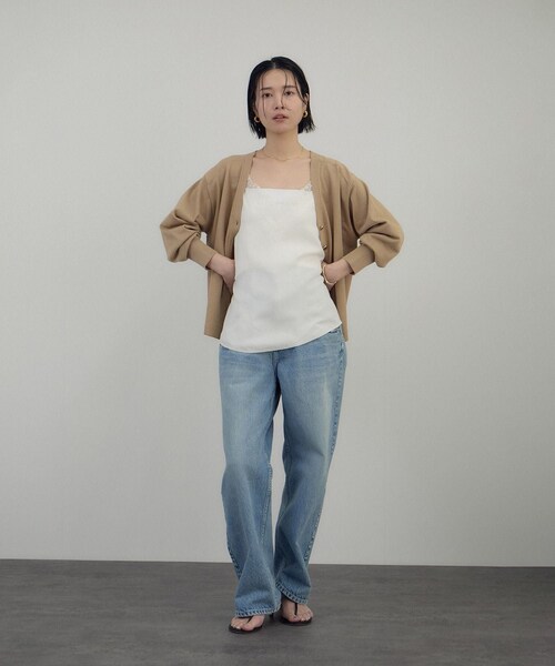 ADAM ET ROPE'（アダムエロペ）の「フレンチレースフィブリルサテンキャミソール（キャミソール・レディース・ブラック/オフホワイト・F）」の6枚目の写真