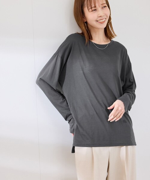 ROPE' PICNIC(ロペピクニック)の「シアーロングTシャツ(Tシャツ/カットソー・レディース・チャコール/ライトグレー/ホワイト/ピンク・38)」の14枚目の写真