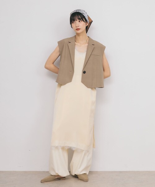 KBF（ケイビーエフ）の「ルーズテーラードベスト（テーラードジャケット・レディース・SAND/BLACK・one）」の18枚目の写真
