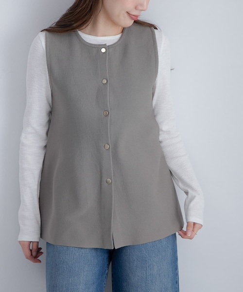 URBAN RESEARCH Sonny Label（アーバンリサーチサニーレーベル）の「『WEB限定』2WAYペプラムニットベスト（ニット/セーター・レディース・ベージュ/ライトグレー/ブラック・FREE）」の3枚目の写真