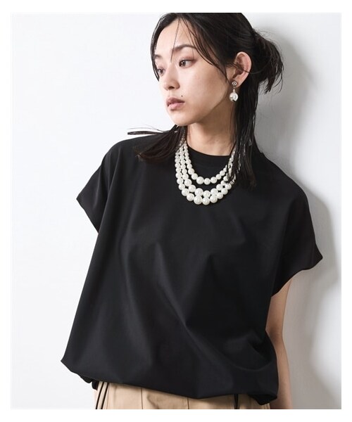 nissen（ニッセン）の「フレンチスリーブデザインカットソー＜大きいサイズ有＞シックスタイル（Tシャツ/カットソー・レディース・ベージュ/黒・6L/8L/10L）」の6枚目の写真