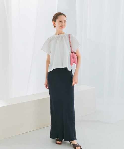 URBAN RESEARCH ROSSO（アーバンリサーチロッソ）の「シアサッカーショートギャザーブラウス（シャツ/ブラウス・レディース・WHITE/GREEN/BLACK・FREE）」の10枚目の写真