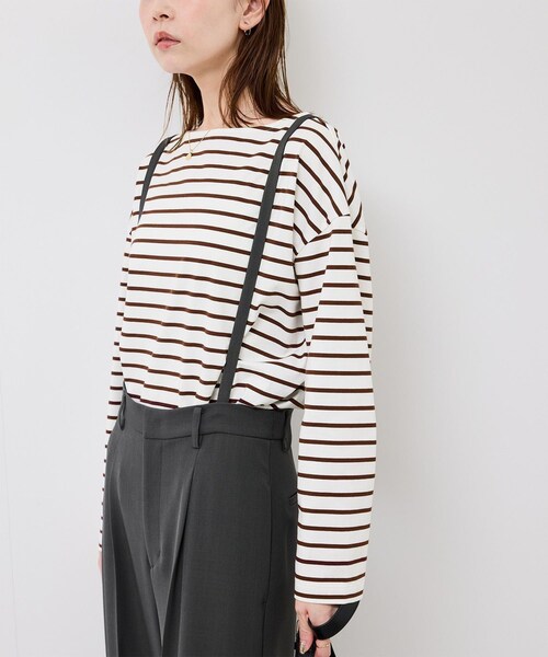 ROPE' PICNIC（ロペピクニック）の「ボックスシルエットボーダーカットソー（Tシャツ/カットソー・レディース・ブラック系/ブラウン/ネイビー系・F）」の14枚目の写真