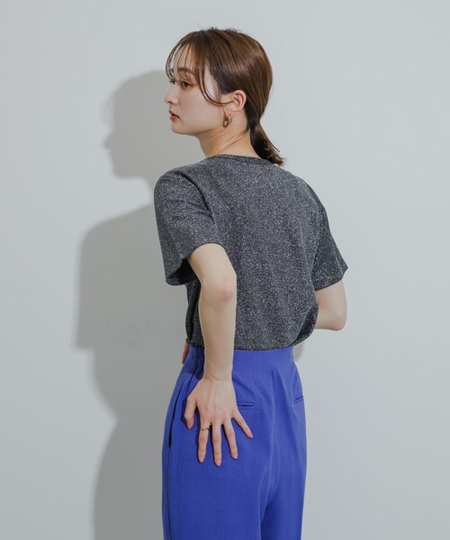 SENSE OF PLACE by URBAN RESEARCH(センスオブプレイスバイアーバンリサーチ)の「クルーネックラメTシャツ(半袖)(Tシャツ/カットソー・レディース・SILVER/NAVY/ORANGE/L.BLUE/BLACK/BROWN・one)」の21枚目の写真