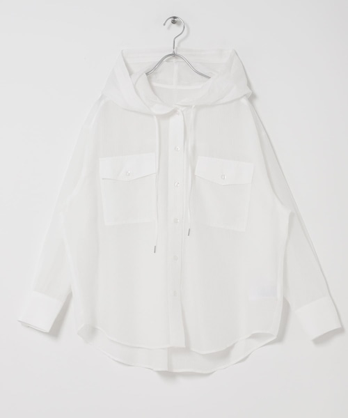 SENSE OF PLACE by URBAN RESEARCH（センスオブプレイスバイアーバンリサーチ）の「シアーフーディシャツ（シャツ/ブラウス・レディース・OFF WHITE/BLACK/YELLOW・One）」の8枚目の写真