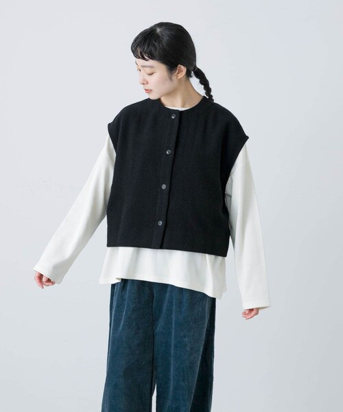 かぐれ（カグレ）の「ナッピングウール2WAYベスト（ベスト・レディース・BLACK/CHARCOAL・FREE）」の7枚目の写真