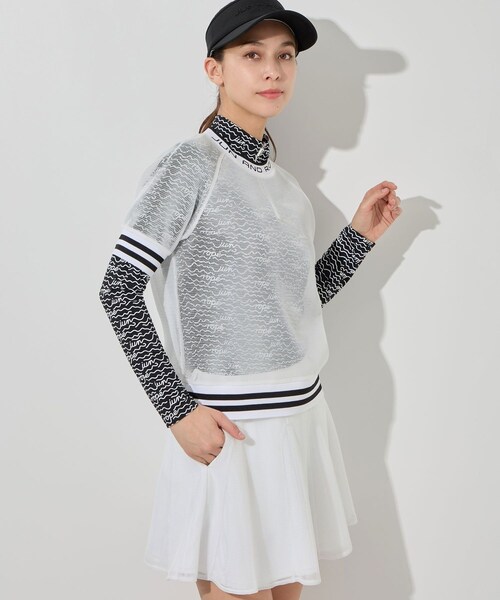 ROPE'(ロペ)の「ウェーブボーダー柄ハーフジップ長袖プルオーバー/UV・吸水速乾・接触冷感(Tシャツ/カットソー・レディース・ブラック/ホワイト・L/M/S/XL)」の15枚目の写真