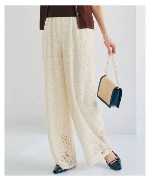 nissen（ニッセン）の「総レースイージーパンツ（パンツ・レディース・黒/エクリュ・S/M/L/LL）」の2枚目の写真