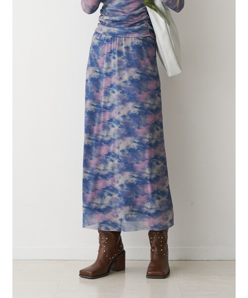 jouetie（ジュエティ）の「ニュアンスパターンシアースカート（セットアップ・レディース・ブルー/ベージュ・M）」の3枚目の写真