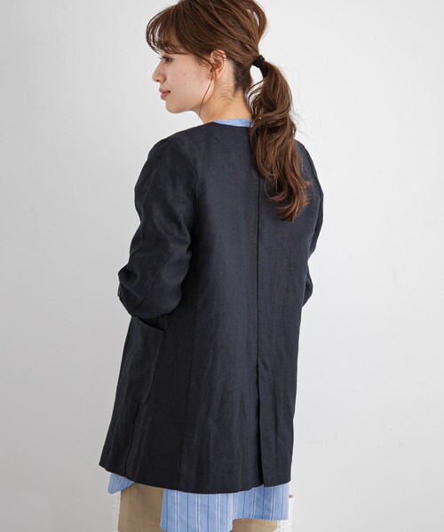 URBAN RESEARCH Sonny Label（アーバンリサーチサニーレーベル）の「リネンノーカラージャケット（ノーカラージャケット・レディース・エクリュ/ネイビー/グレージュ・FREE/Free）」の19枚目の写真