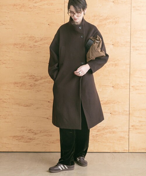 URBAN RESEARCH（アーバンリサーチ）の「スーパー100ウールスタンドカラーコート（テーラードジャケット・レディース・KHAKI/BROWN/D.NAVY・FREE）」の22枚目の写真